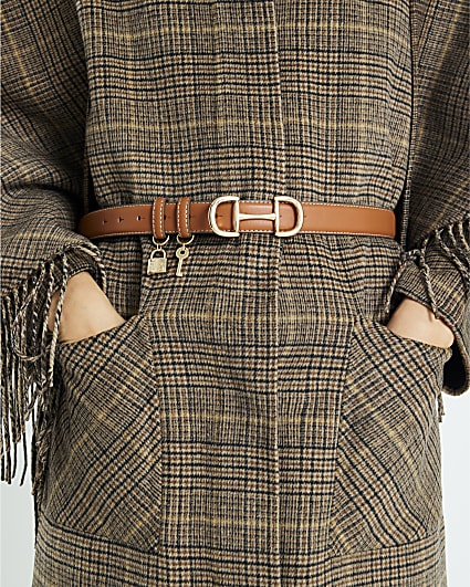 Tan Snaffle Buckle Padlock Belt