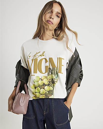 Cream Short Sleeve Vigne Grapes T-shirt