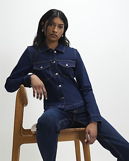 Blue Fitted Denim Jacket