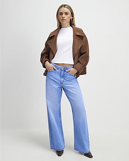 Petite Blue Relaxed Straight Leg Jeans