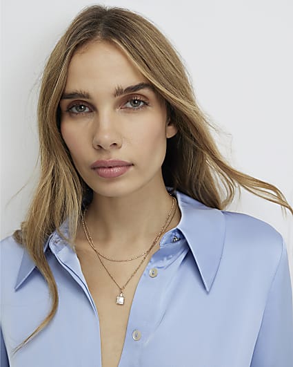 Gold Layer Cream Pendant Necklace