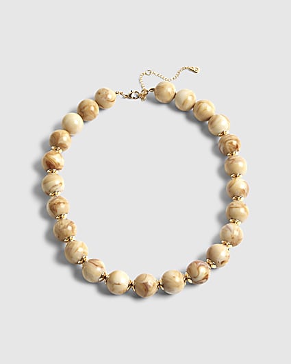 Cream Marble Beaded Necklace