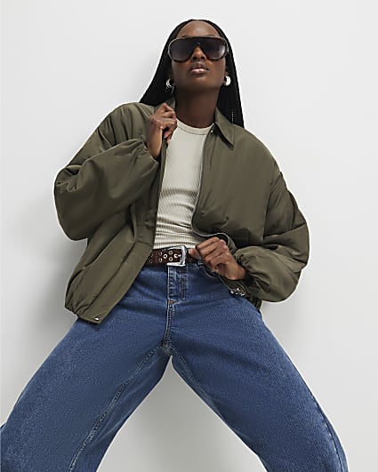 Khaki Bubble Hem Jacket