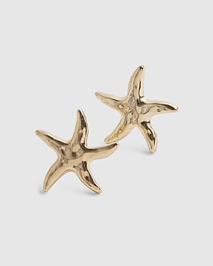 Gold Starfish Stud Earrings