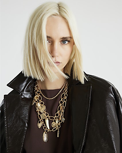 Gold Mix Charm Necklace