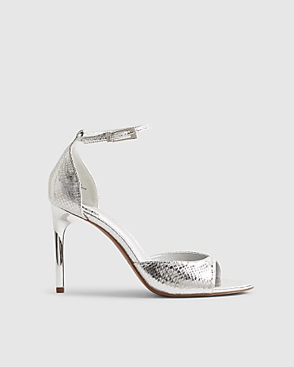 Silver Closed Back Heeled Sandals