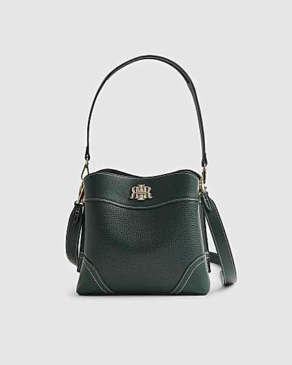Green RIR Lock Front Bucket Bag