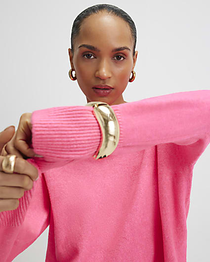 Pink Crew Neck Jumper