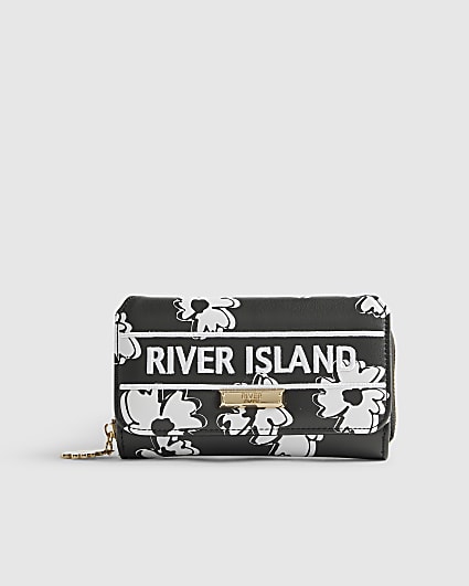 Black Floral Print Purse