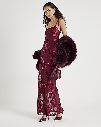 Red Sleeveless Cornelli Maxi Dress