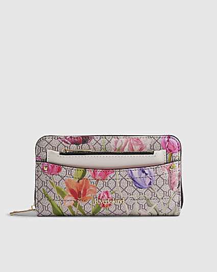 Pink Monogram Floral Pocket Front Purse