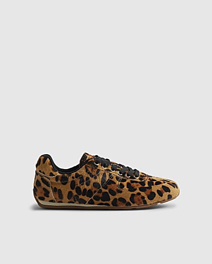Brown Animal Print Suede Trainer