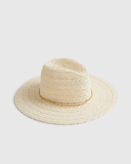 Cream Lace Fedora Hat