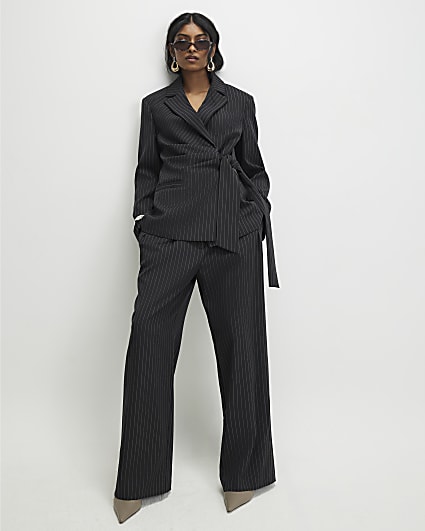 Black Stripe Wide Leg Trousers