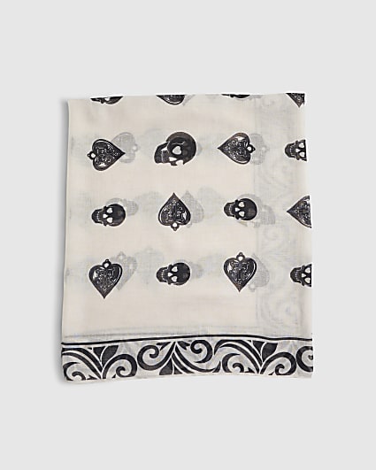Pink Lightweight Skull Print Scarf