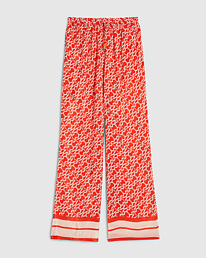 Orange Monogram Print Beach Trousers