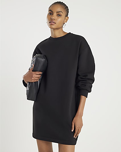 Black Long Sleeve Sweatshirt Dress