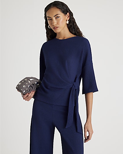 Navy Textured Tie T-shirt