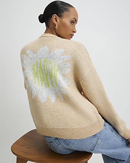 Beige Happy Conversational Cardigan