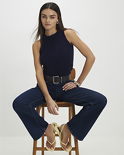 Navy Knitted Vest Top