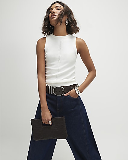 White Knitted Vest Top