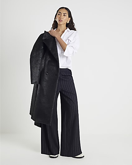 Black Pinstripe Wide Leg Trousers