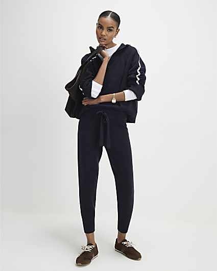 Navy Knitted Joggers