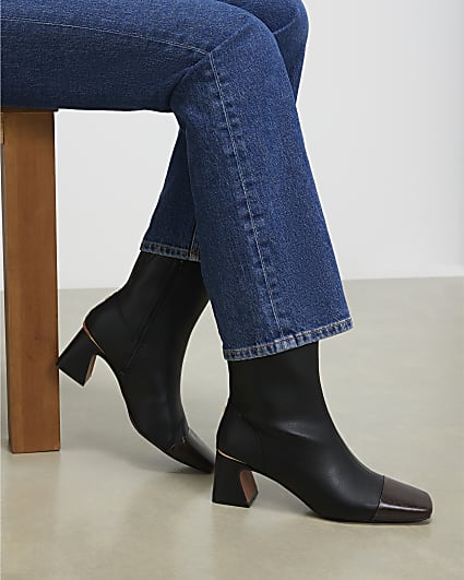 Black Toe Cap Ankle Boots