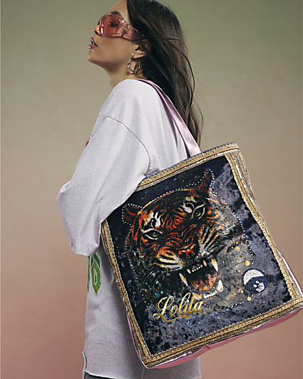 Black Year Zero Velour Tiger Face Bag