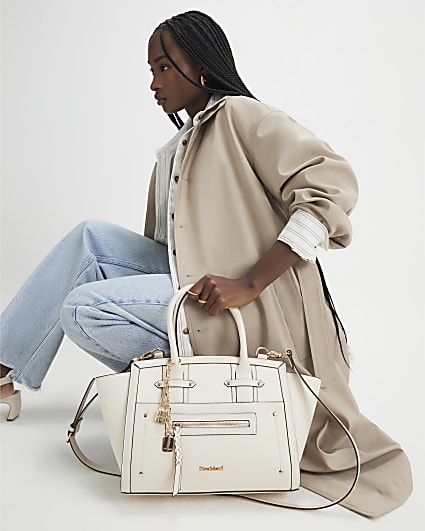 Cream Winged Panelled Tote Bag