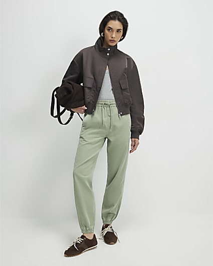 Green Denim Elasticated Joggers