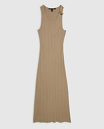 Petite Beige Knitted Maxi Dress