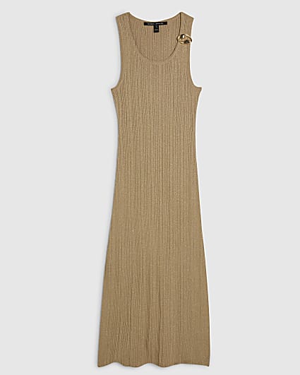 Petite Gold Knitted Maxi Dress