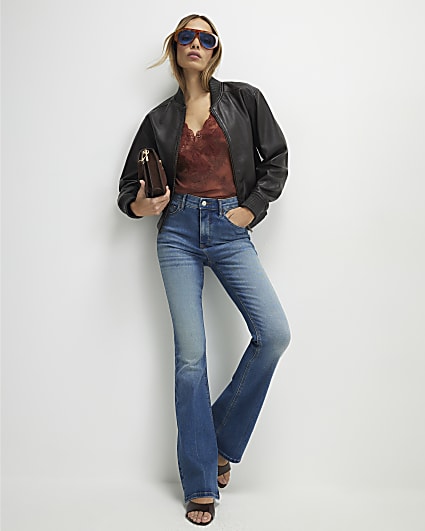 Blue Washed Sculpt Flare Jeans