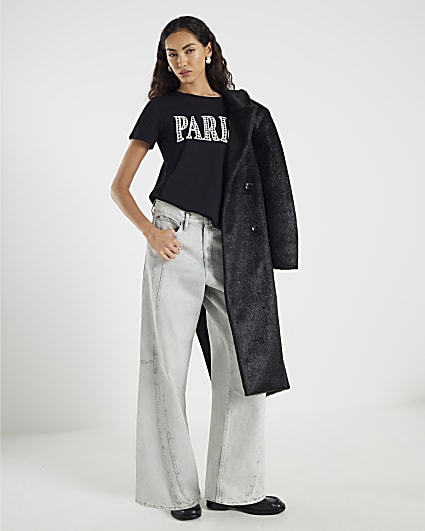 Black Short Sleeve Paris Dogtooth T-shirt