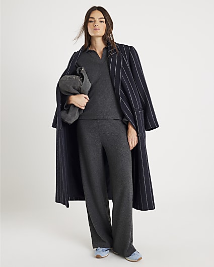 Grey Cosy Wide Leg Trousers