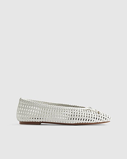 White Woven Ballet Pumps