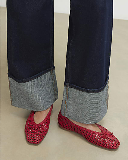 Red Woven Ballet Pumps