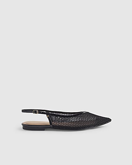 Black Mesh Pointed Toe Sling Back Shoes