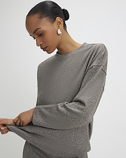 Silver Glitter Long Sleeve Top
