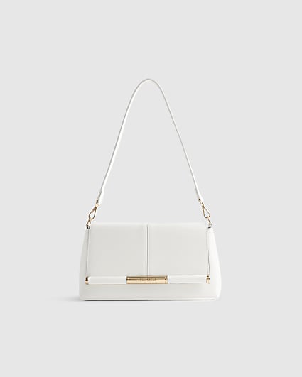 White Bar Front Clutch Bag