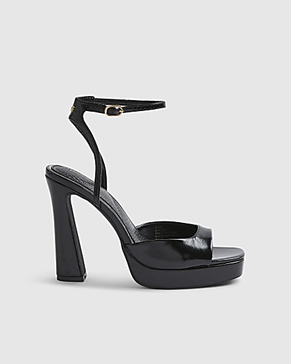 Black Platform Heeled Sandals