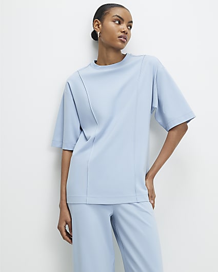Blue Oversized Seam Front T-shirt