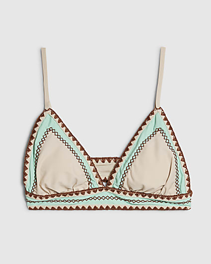 Cream Whipstitch Triangle Bikini Top