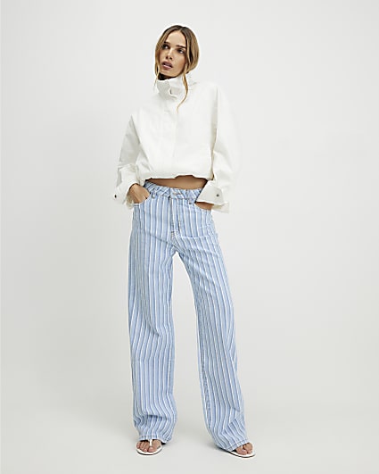 Blue Stripe Relaxed Straight Leg Jeans