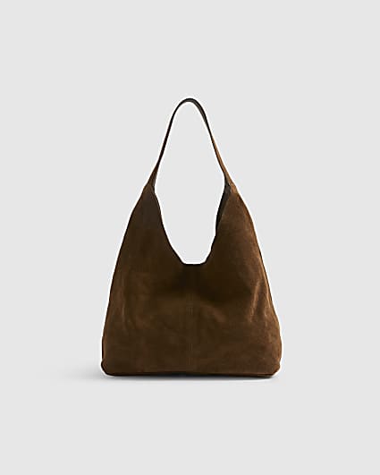 Brown Suede Slouch Shoulder Bag