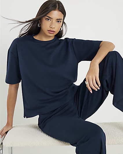 Navy Premium Short Sleeve Boxy Fit T-shirt