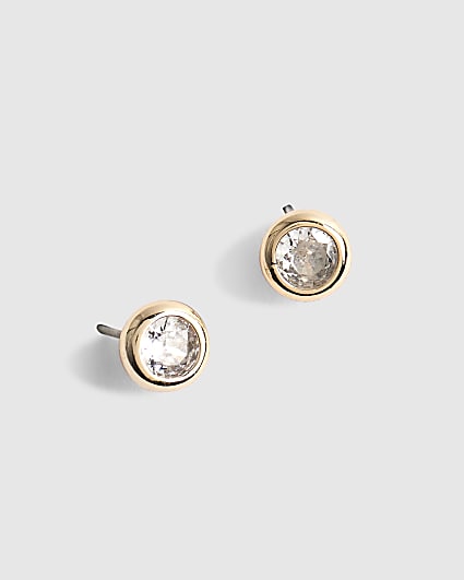 Gold Diamante Stud Earrings