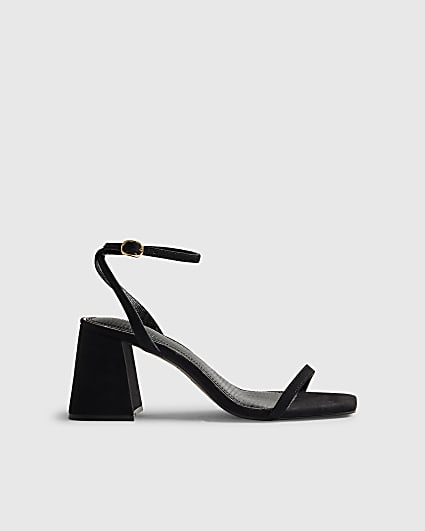 Black Strappy Block Heel Sandals