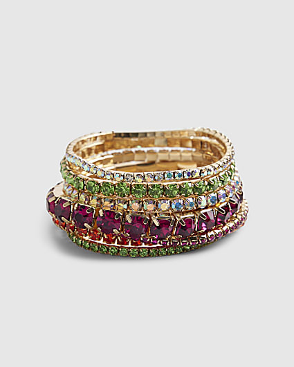 Gold Diamond Simulant Bracelet Multipack